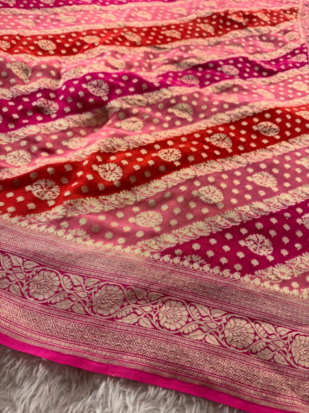 Pure Khaddi Georgette Banarasi Silk Saree with Hand Brush Paint