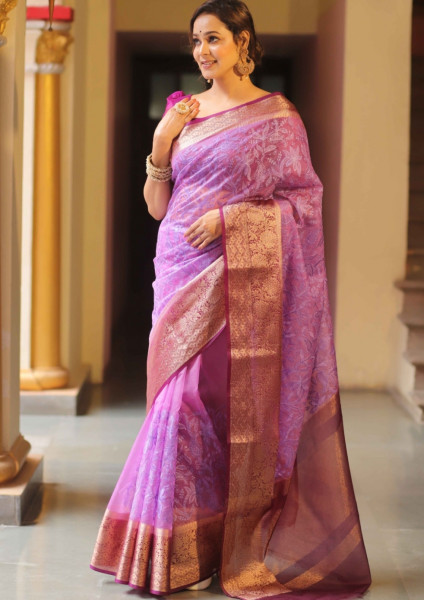 Organza Silk Chikankari Embroidery  Saree