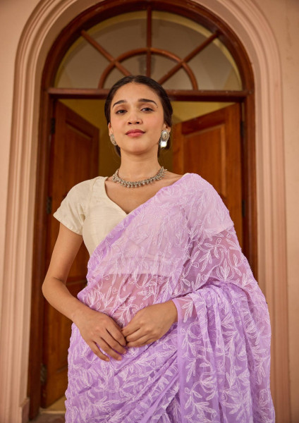 Never Seen Before Chiffon Chikankari Saree