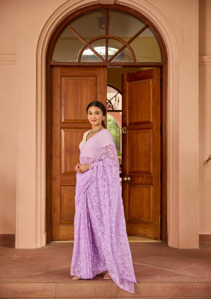 Never Seen Before Chiffon Chikankari Saree