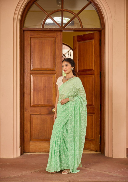 Never Seen Before Chiffon Chikankari Saree