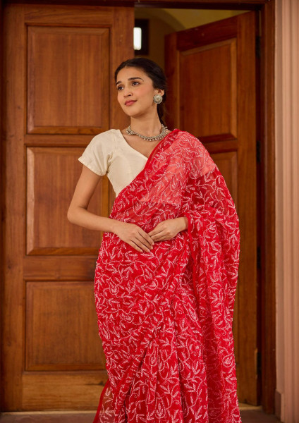 Never Seen Before Chiffon Chikankari Saree