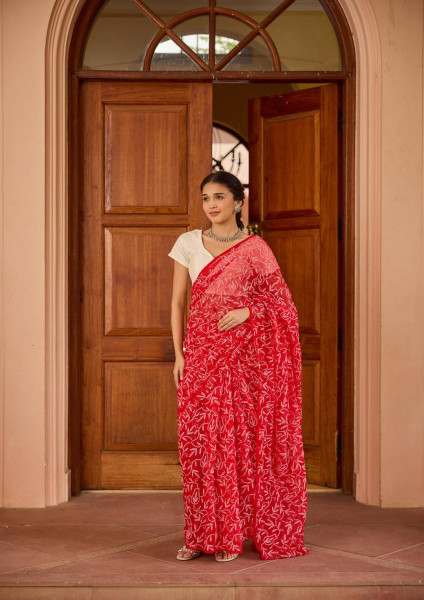 Never Seen Before Chiffon Chikankari Saree