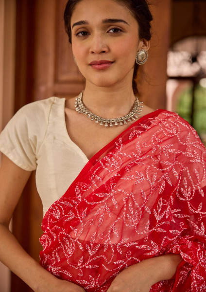 Never Seen Before Chiffon Chikankari Saree