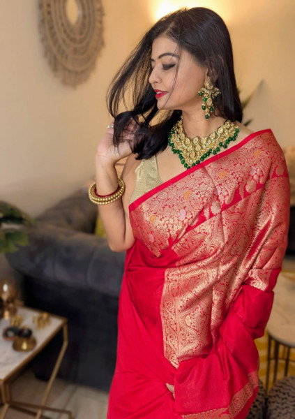 Warm Silk Banarasi Saree with Meenakari Zari Border
