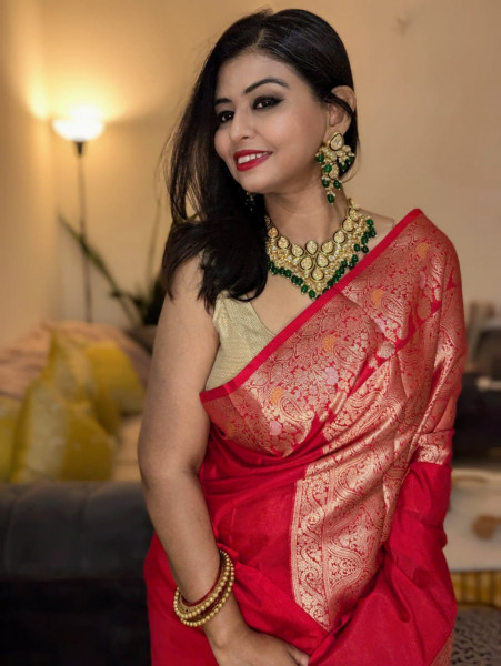 Warm Silk Banarasi Saree with Meenakari Zari Border