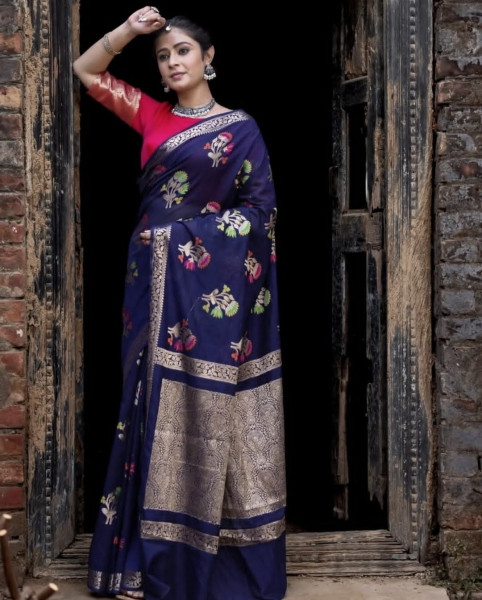 Semi Georgette Silk Saree with Tilfi Boota Design