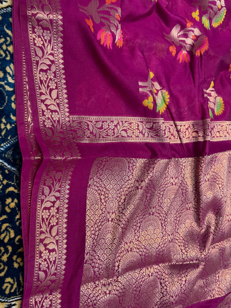 Semi Georgette Silk Saree with Tilfi Boota Design