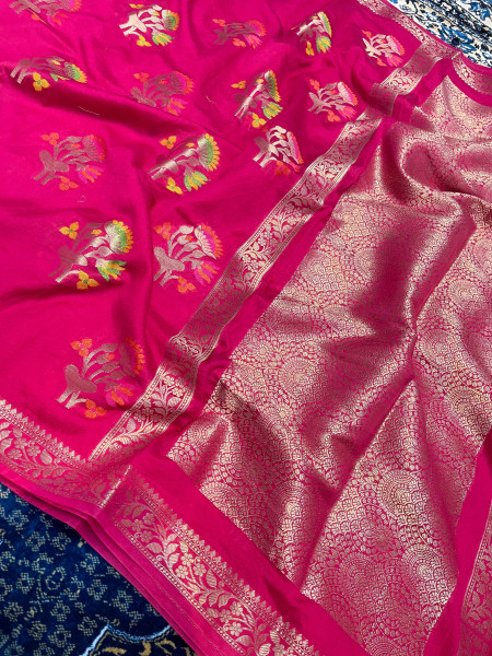 Semi Georgette Silk Saree with Tilfi Boota Design