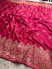 Mashru Katan Silk Saree with Floral Zari Borders and Pallu