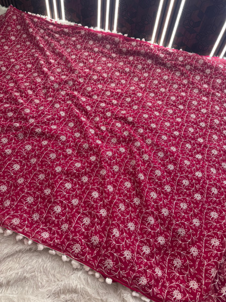 Never Seen Before Chiffon Chikankari Saree