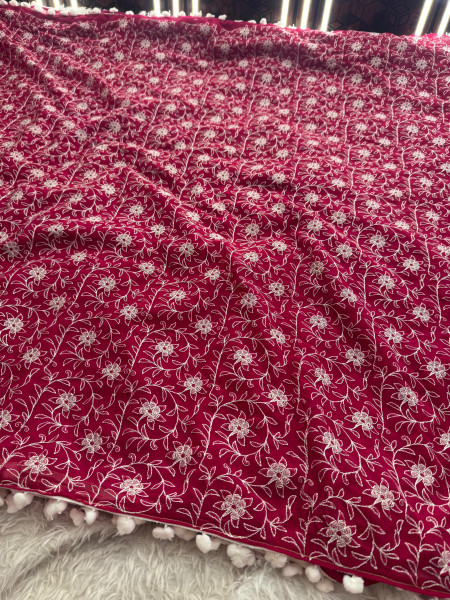 Never Seen Before Chiffon Chikankari Saree