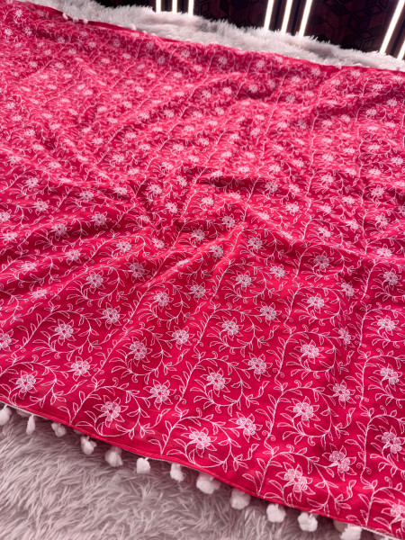 Never Seen Before Chiffon Chikankari Saree