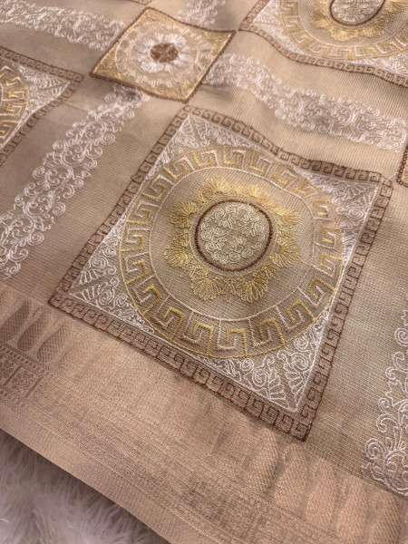 Never Seen Before Banarasi Tissue Resham Embroidery Work Saree With Banarasi Zari Border