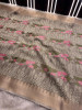 Banarasi Tissue Resham Embroidery Work Saree With Banarasi Zari Border