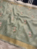 Never Seen Before Banarasi Tissue Resham Embroidery Work Saree With Banarasi Zari Border