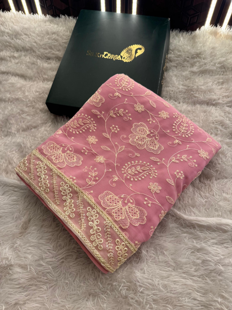 Image of Never Seen Before Chiffon Chikankari Saree