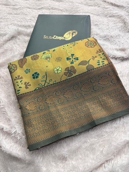 Tissue Silk Saree With Copper Zari and Contrast Meena Weaving