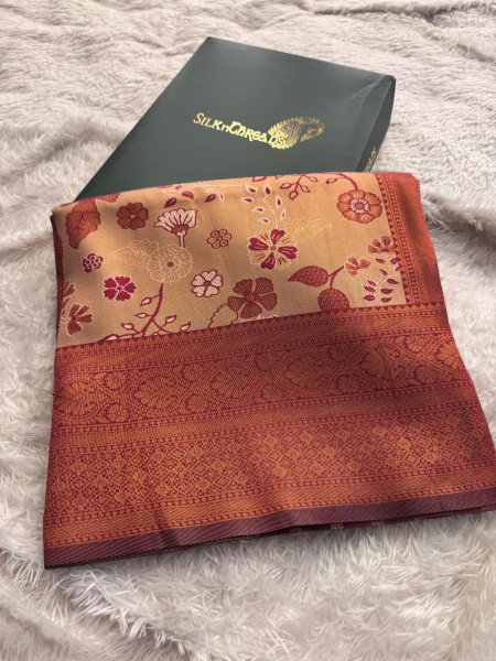 Tissue Silk Saree With Copper Zari and Contrast Meena Weaving