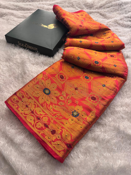 Banarasi Silk Saree With Zari and Meenakari Work