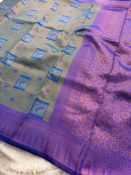 Tissue Silk Saree With Copper Zari and Contrast Meena Weaving