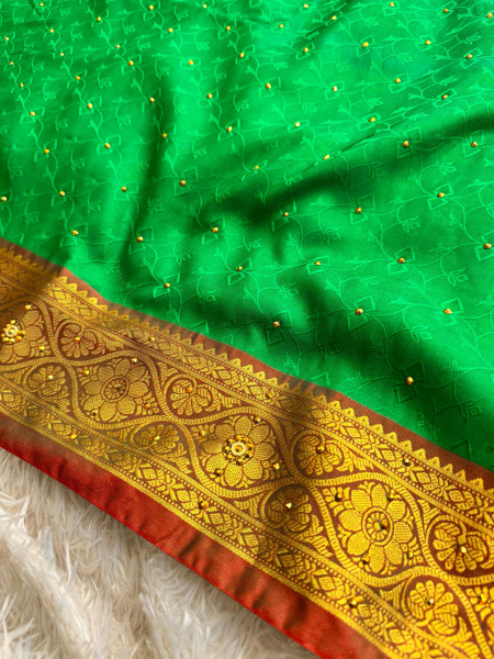 Banarasi Satin Silk Saree with Ethnic Motif self Design with Heavy Zari Richpallu