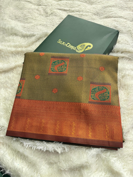 Tissue Silk Saree With Copper Zari and Contrast Meena Weaving