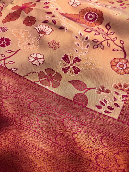 Tissue Silk Saree With Copper Zari and Contrast Meena Weaving