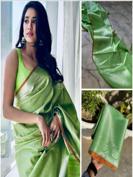 Janhvi Kapoor Mam Inspired Banarasi Soft Silk Silver Zari Saree