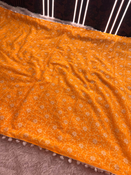 Georgette Silk Resham Embroidery Work Saree