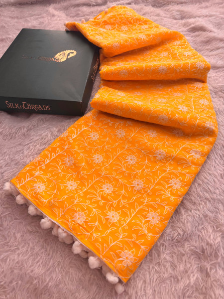Georgette Silk Resham Embroidery Work Saree