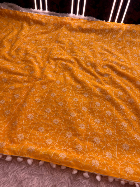 Georgette Silk Resham Embroidery Work Saree
