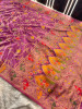 Mashru Katan Silk Saree with Floral Zari Borders and Meenakari