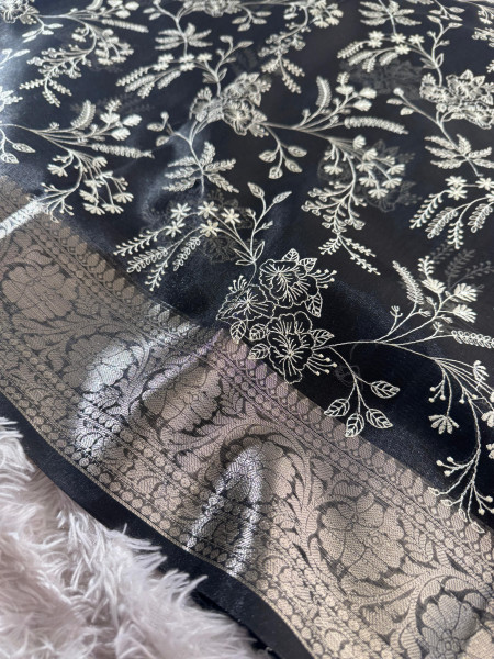 Never Seen Before Premium Tissue Chikankari Saree