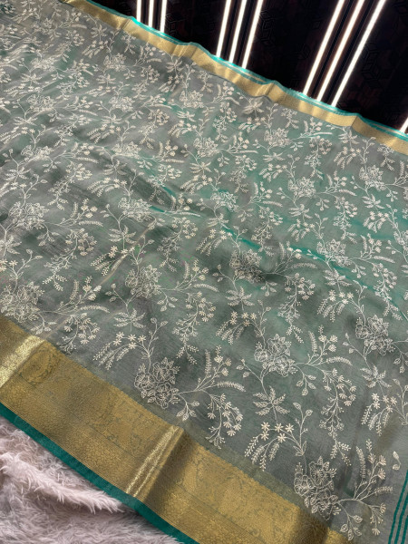 Never Seen Before Premium Tissue Chikankari Saree