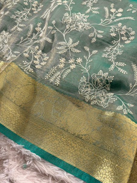 Never Seen Before Premium Tissue Chikankari Saree