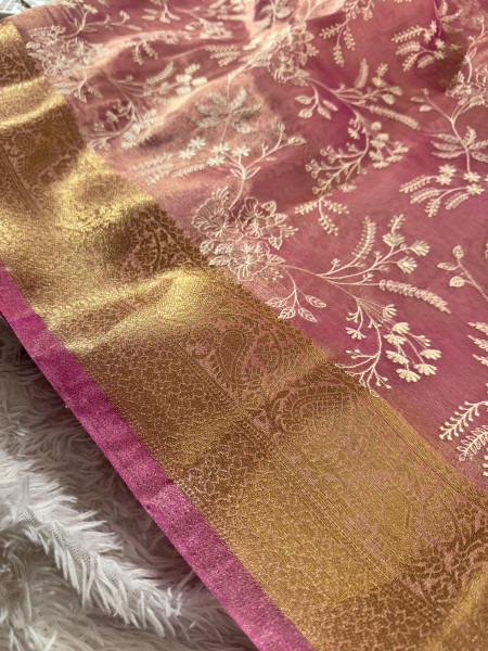 Never Seen Before Premium Tissue Chikankari Saree