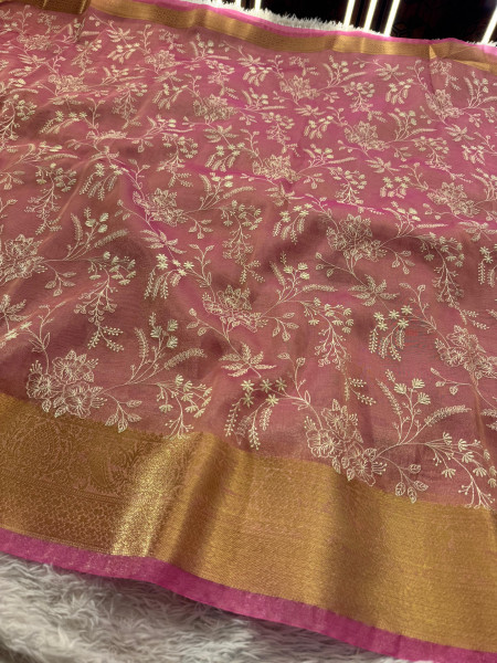 Never Seen Before Premium Tissue Chikankari Saree
