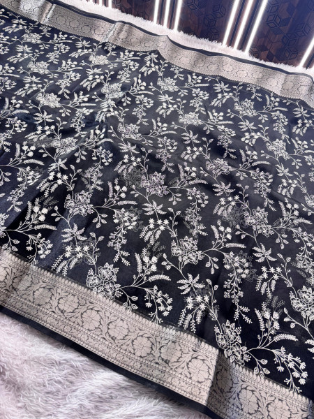 Never Seen Before Premium Tissue Chikankari Saree