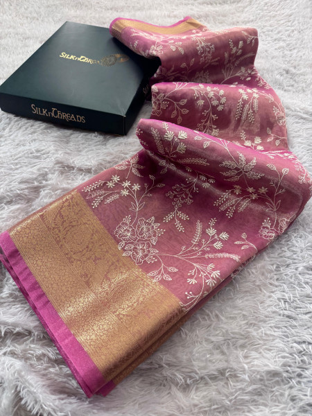 Never Seen Before Premium Tissue Chikankari Saree