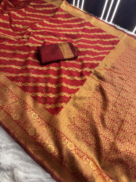 Banarasi Silk Swarovski Crystal Work Saree With Tassels
