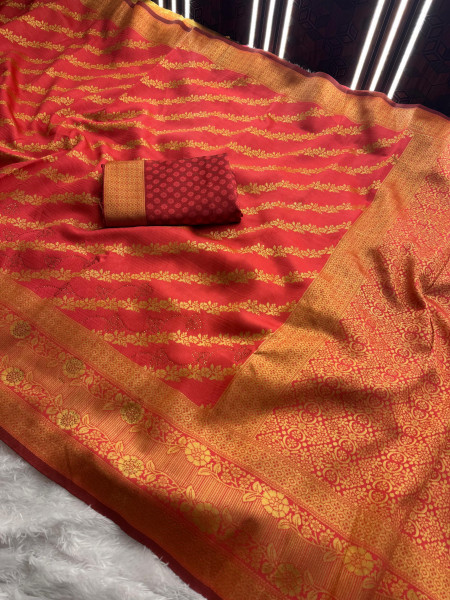 Banarasi Silk Swarovski Crystal Work Saree With Tassels