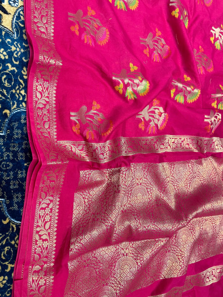 Semi Georgette Silk Saree with Tilfi Boota Design