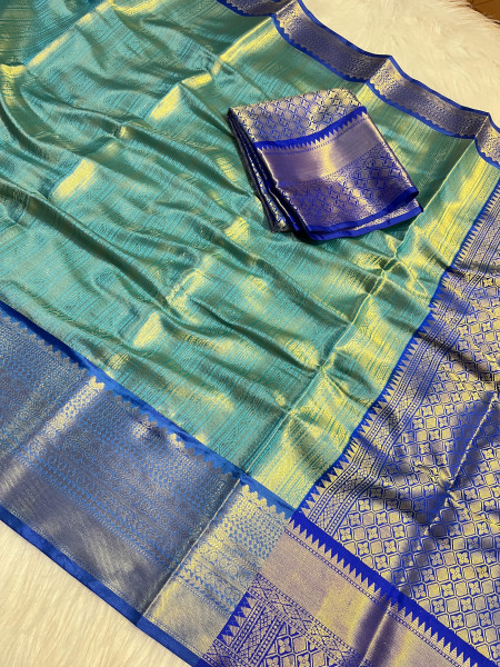 Banarasi Silk Zari Tanchoi Saree With Zari Richpallu