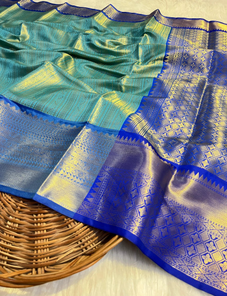 Banarasi Silk Zari Tanchoi Saree With Zari Richpallu