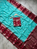 Semi Katan Soft Silk Saree with Allover Zari checks and Booti Design