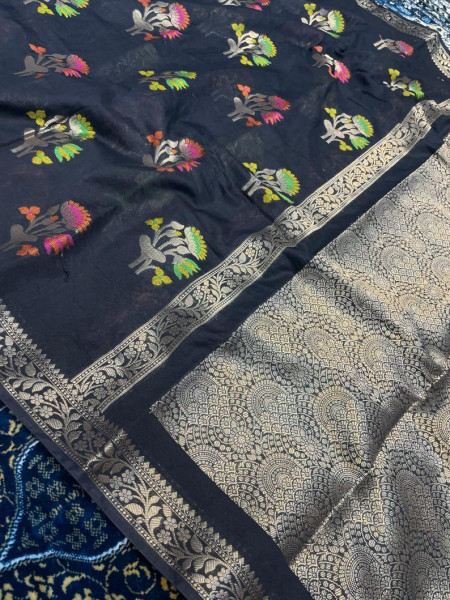 Semi Georgette Silk Saree with Tilfi Boota Design