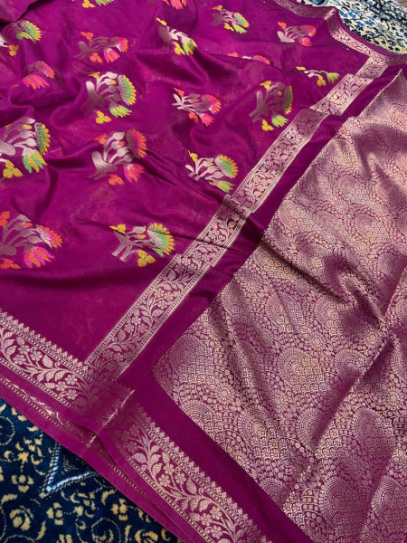 Semi Georgette Silk Saree with Tilfi Boota Design