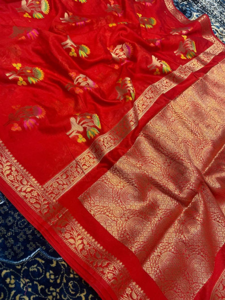 Semi Georgette Silk Saree with Tilfi Boota Design