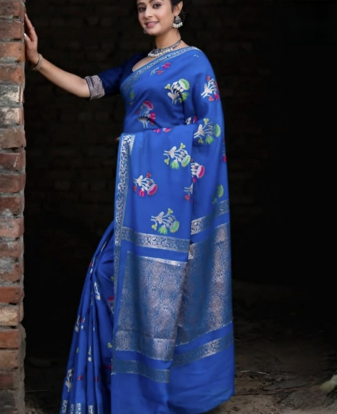 Semi Georgette Silk Saree with Tilfi Boota Design